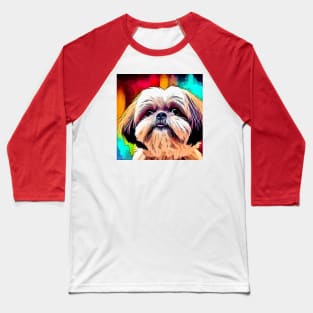 Shih Tzu Painted Pop Art Baseball T-Shirt